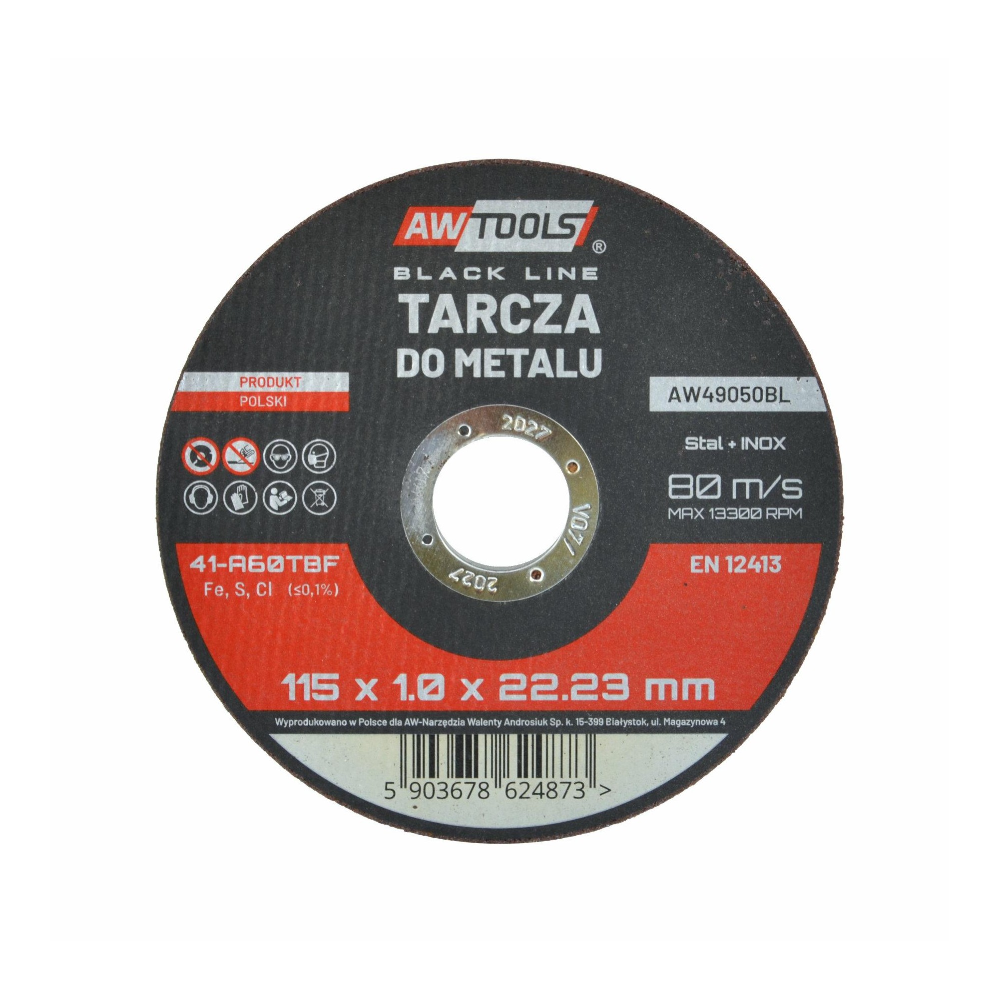 Abrasiv kappeskive AWTools AW49050BL; 115x1 mm for metall
