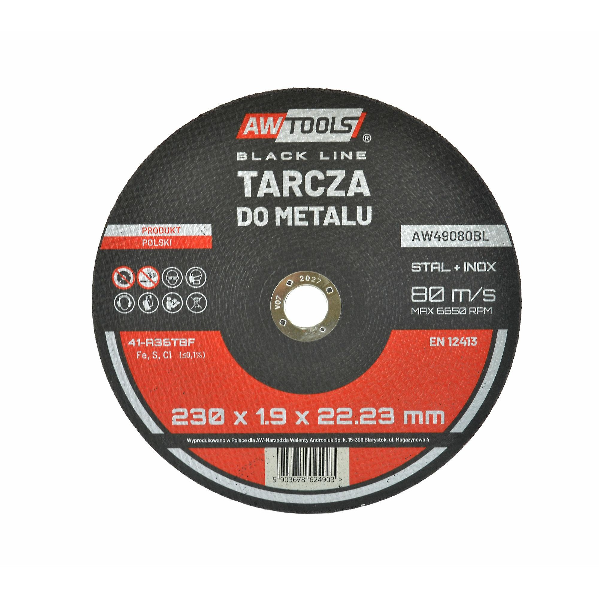Abrasiv kappeskive AWTools AW49080BL; 230x1,9 mm for metall