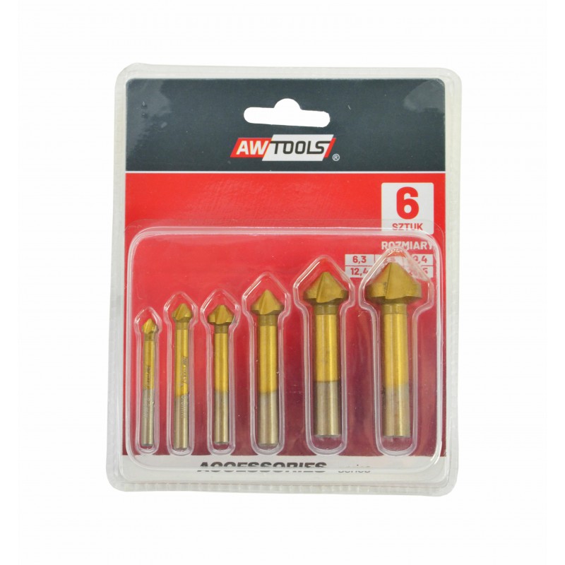 Konisk bor AWTools AW42400; HSS; 6,3-20,5 mm; 6 stk