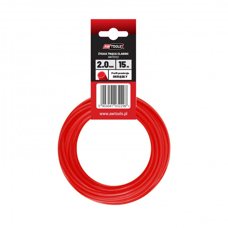 Trimmertråd AWTools AW70122; (2 mm/15 m) oransje,runde