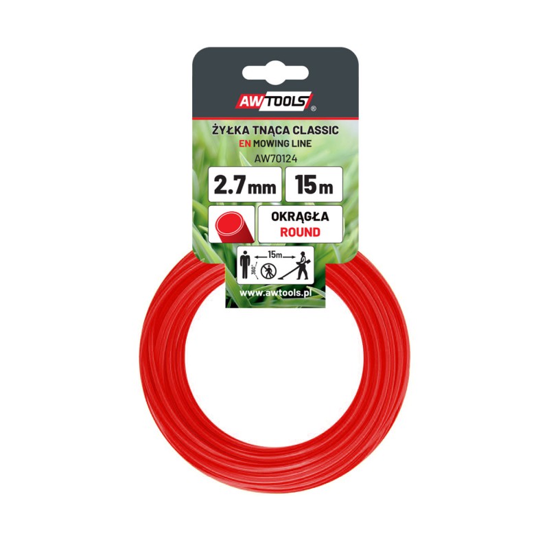 Trimmertråd AWTools AW70124; (2,7 mm/15 m) oransje,runde
