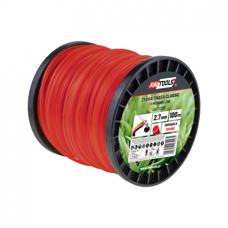 Trimmertråd AWTools AW70138; (2,4 mm/100 m) oransje,runde
