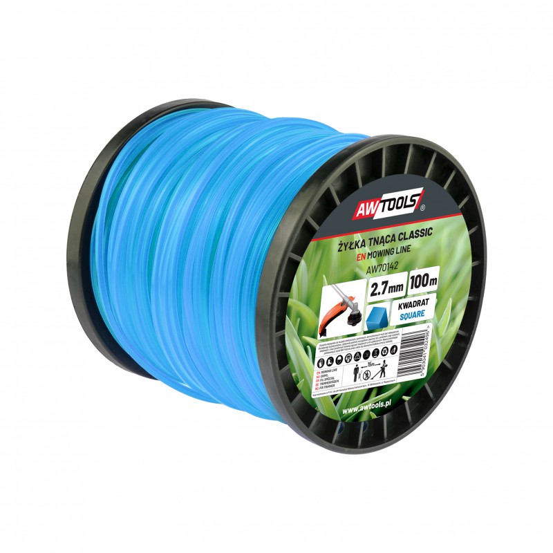 Trimmertråd AWTools AW70141; (2,4 mm/100 m) blå, firkantet