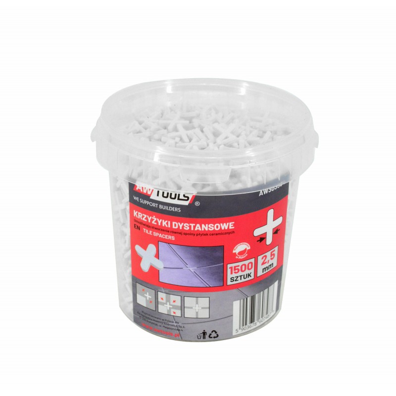 Flisekryss AWTools AW303554; 2,5 mm; 1500 stk