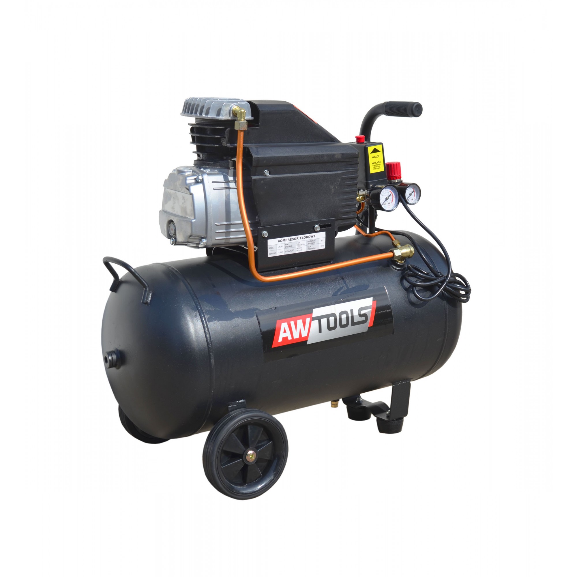 Oljesmurt luftkompressor AWTools AW10001; 230 V; 1,5 kW; 8 bar; 50 l
