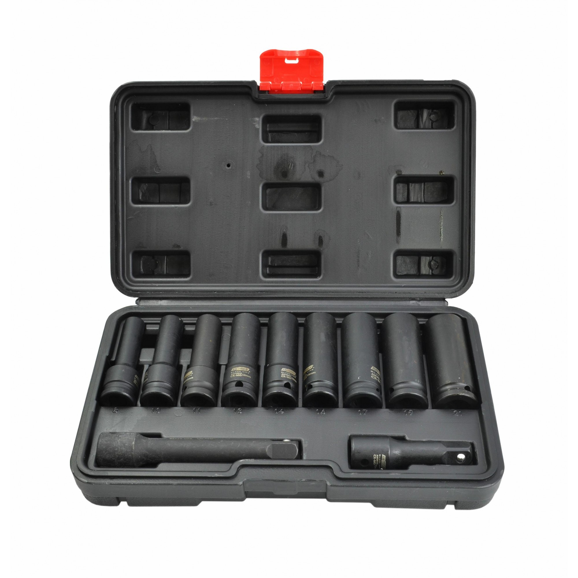 Slagnøkkelsett AWTools AW38688BL; 1/2''; 8-21 mm; 11 stk