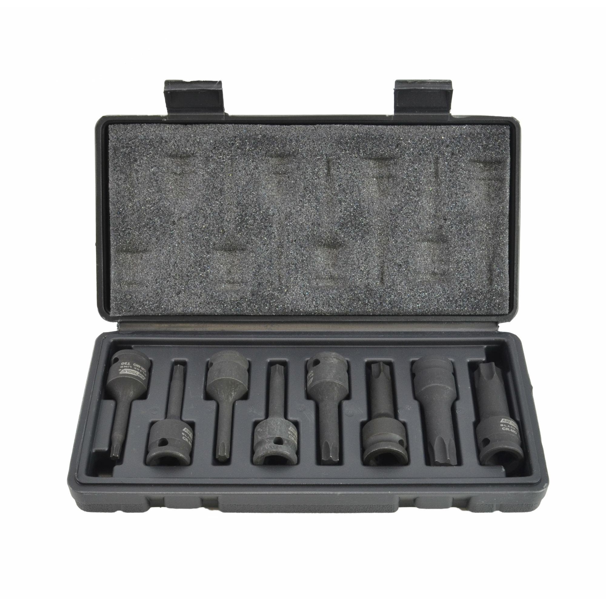 Slagnøkkelsett AWTools AW38781BL; TORX; 1/2''; T30-T80; 8 stk