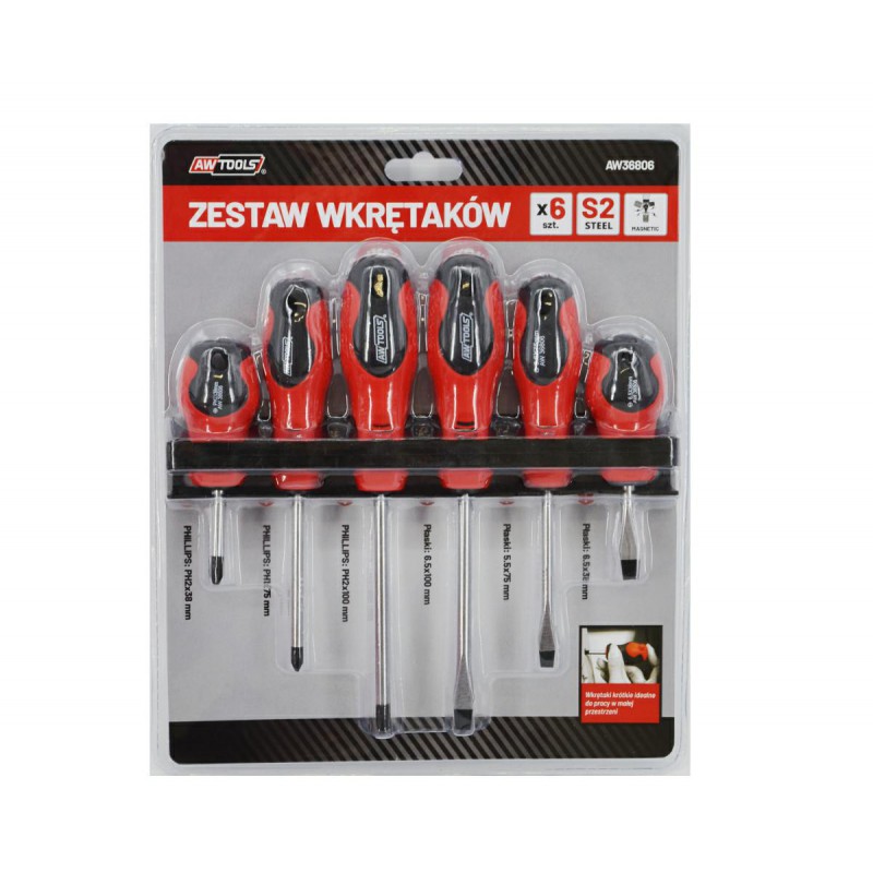 Skrutrekkersett AWTools AW36806; SLx3; PHx3; 6 stk