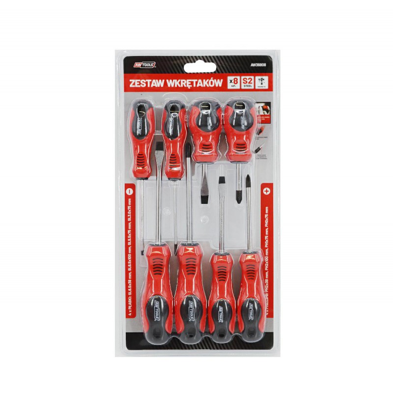 Skrutrekkersett AWTools AW36808; SLx4; PHx4; 8 stk