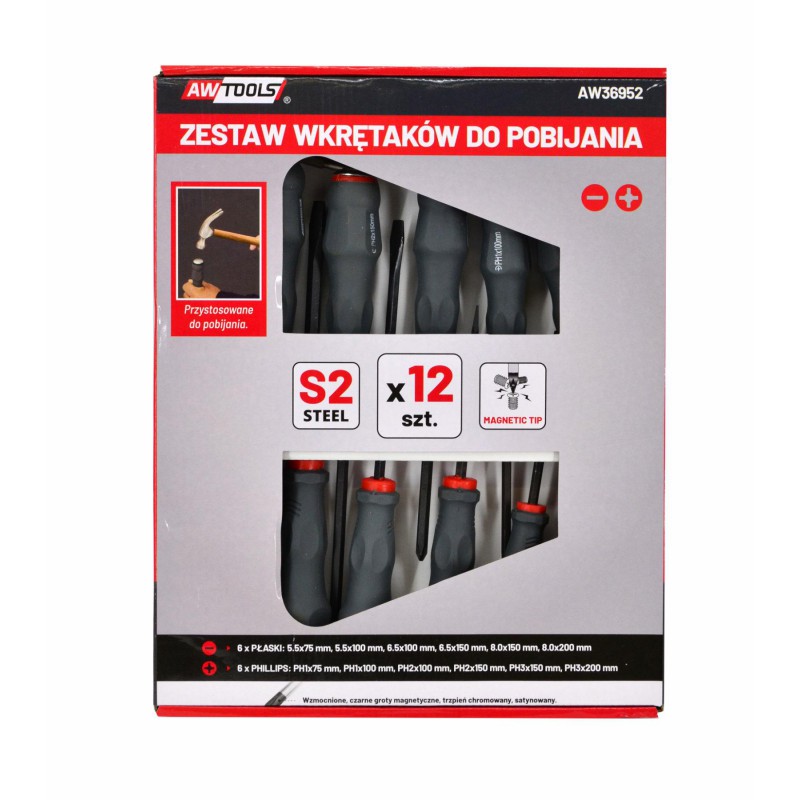 Skrutrekkersett AWTools AW36952; SLx6; PHx6; 12 stk