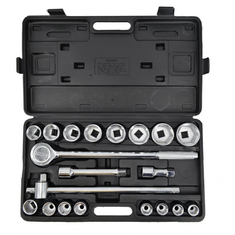 Hylsenøkkelsett AWTools AW39021; 3/4''; 19-50 mm; 21 stk