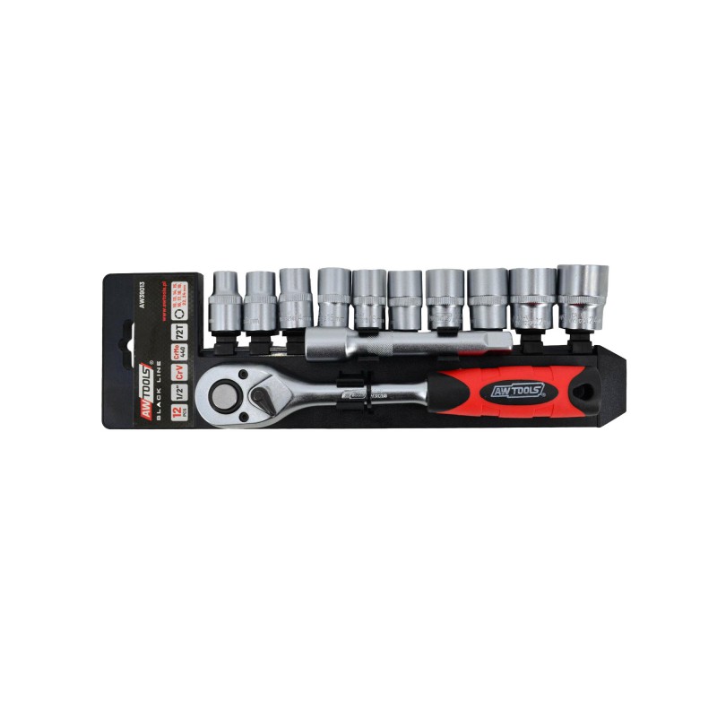 Hylsenøkkelsett AWTools AW39011BL; 1/4''; 4-13 mm; 14 stk