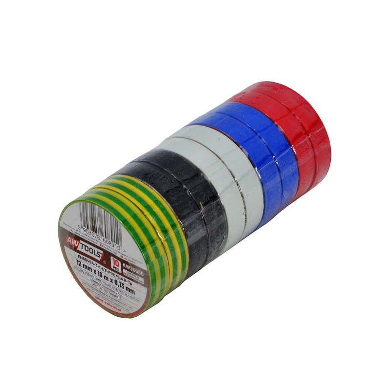 Isoleringstape AWTools AW25550; 12 mmx10 m; 10 stk