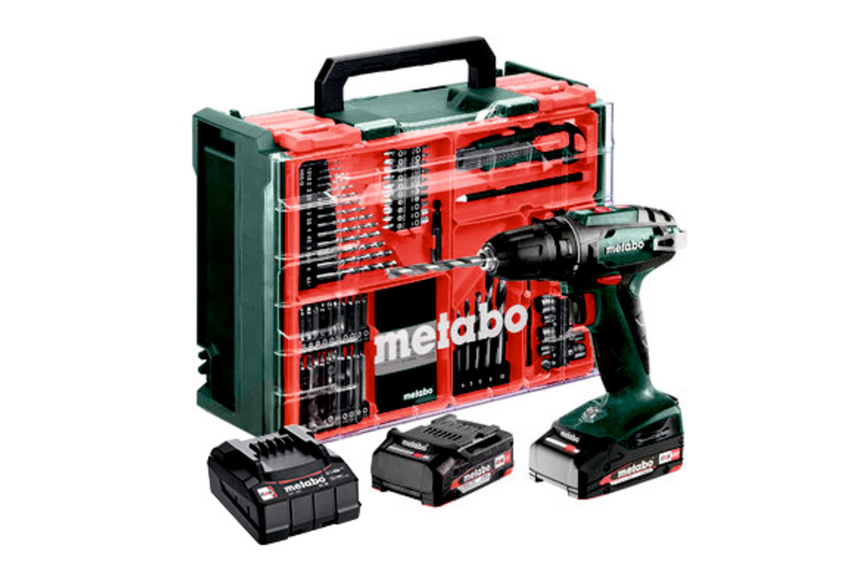 Batteridrevet borskrutrekker Metabo BS 18; 18 V; 2x2 Ah  batt. + tilbehør