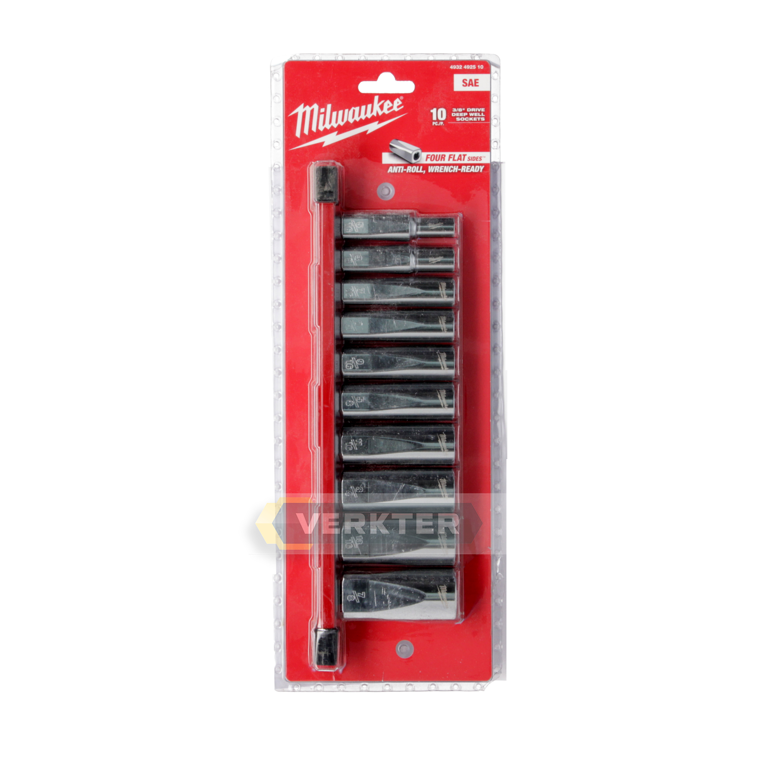 Hylsenøkkelsett Milwaukee 4932492510; SAE; 3/8''; 10 stk