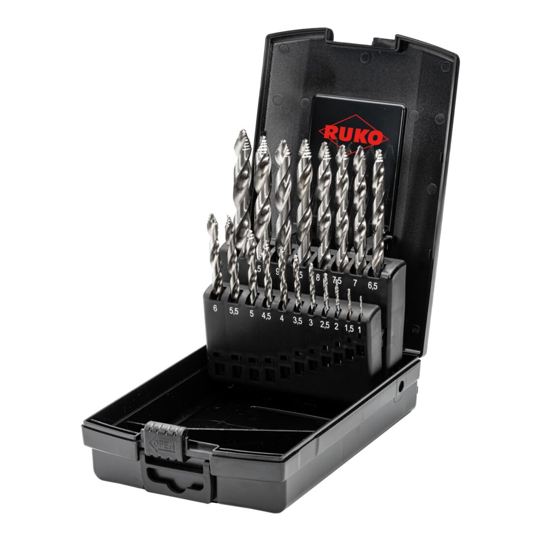 Metallborsett  Ruko ULTIMATECUT FLOWSTEP; DIN 338; HSS-Co; 1-10 mm; 19 stk