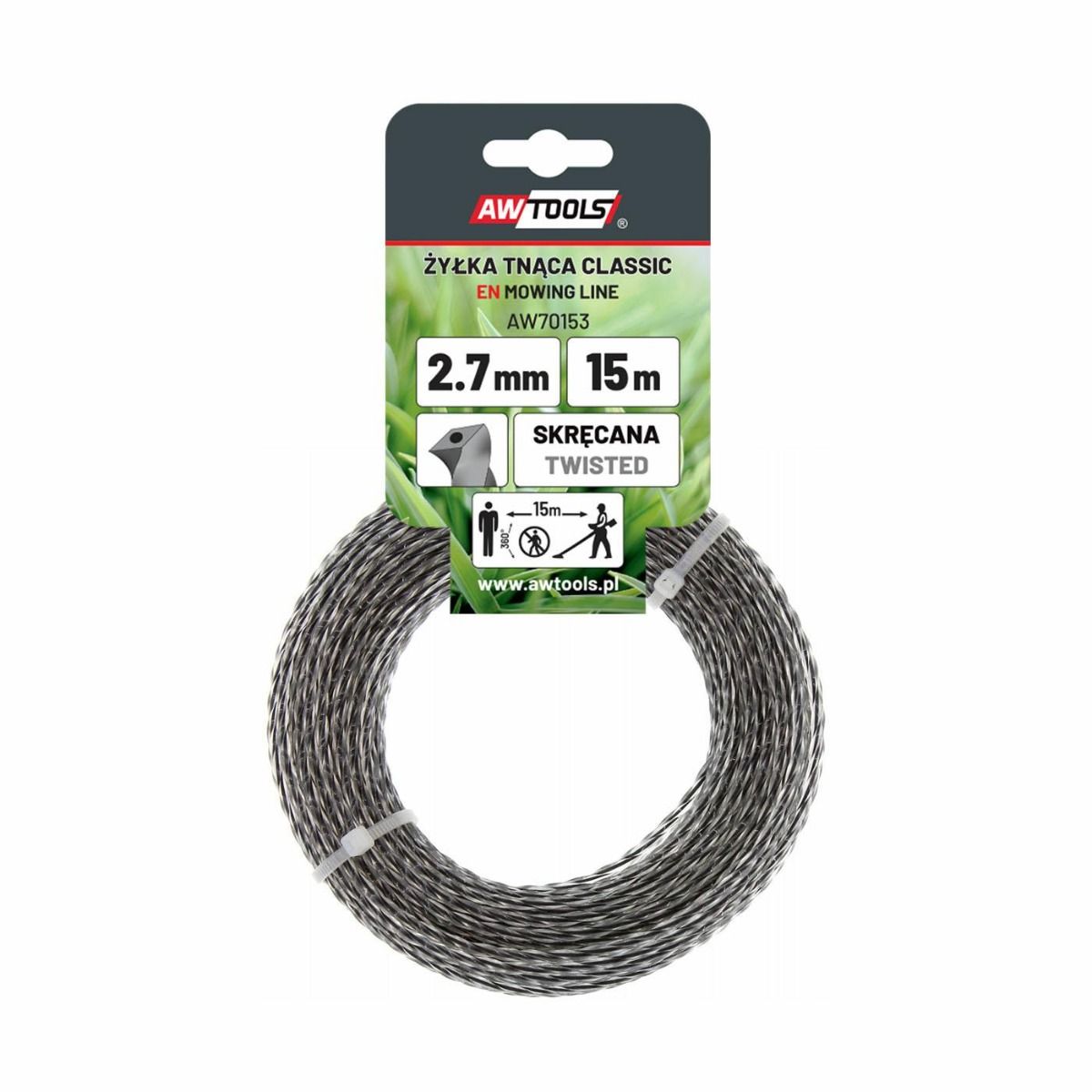 Trimmertråd AWTools AW701463; 2 mm; 100 m