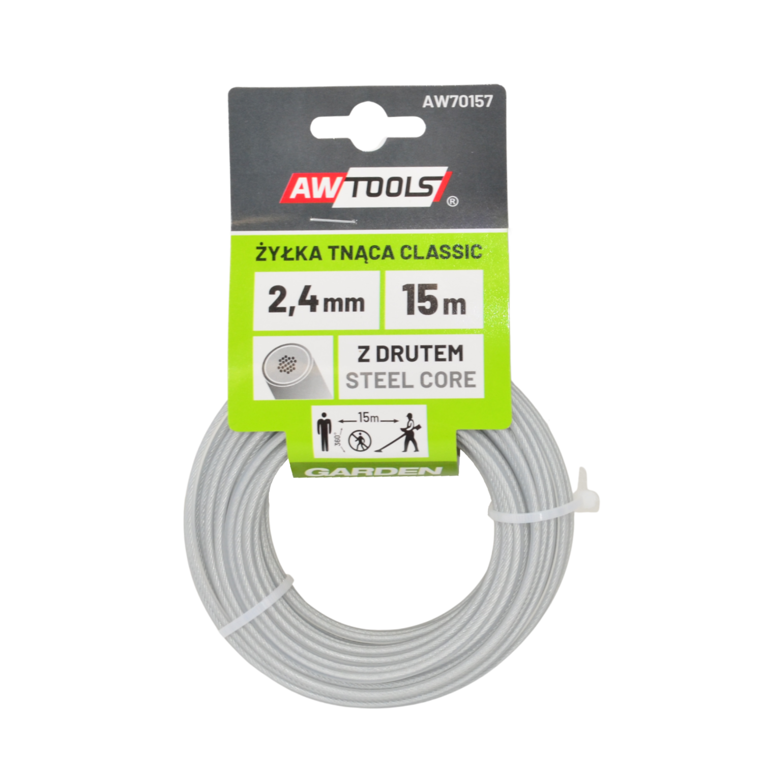 Trimmertråd AWTools AW70158; 2,7 mm; 15 m