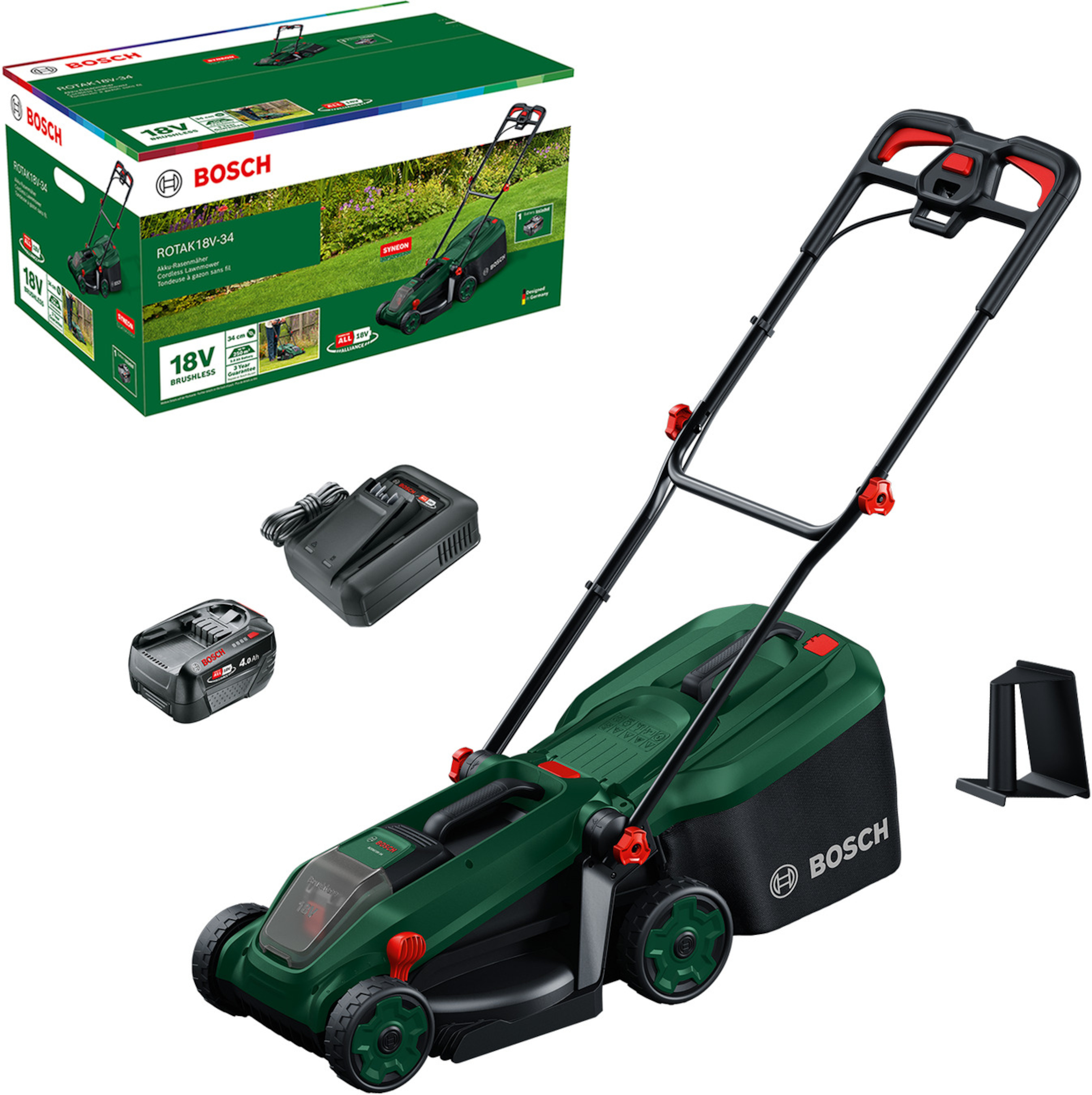 Gressklipper Bosch Rotak 18V-34; 18 V; 4 Ah; 34 cm