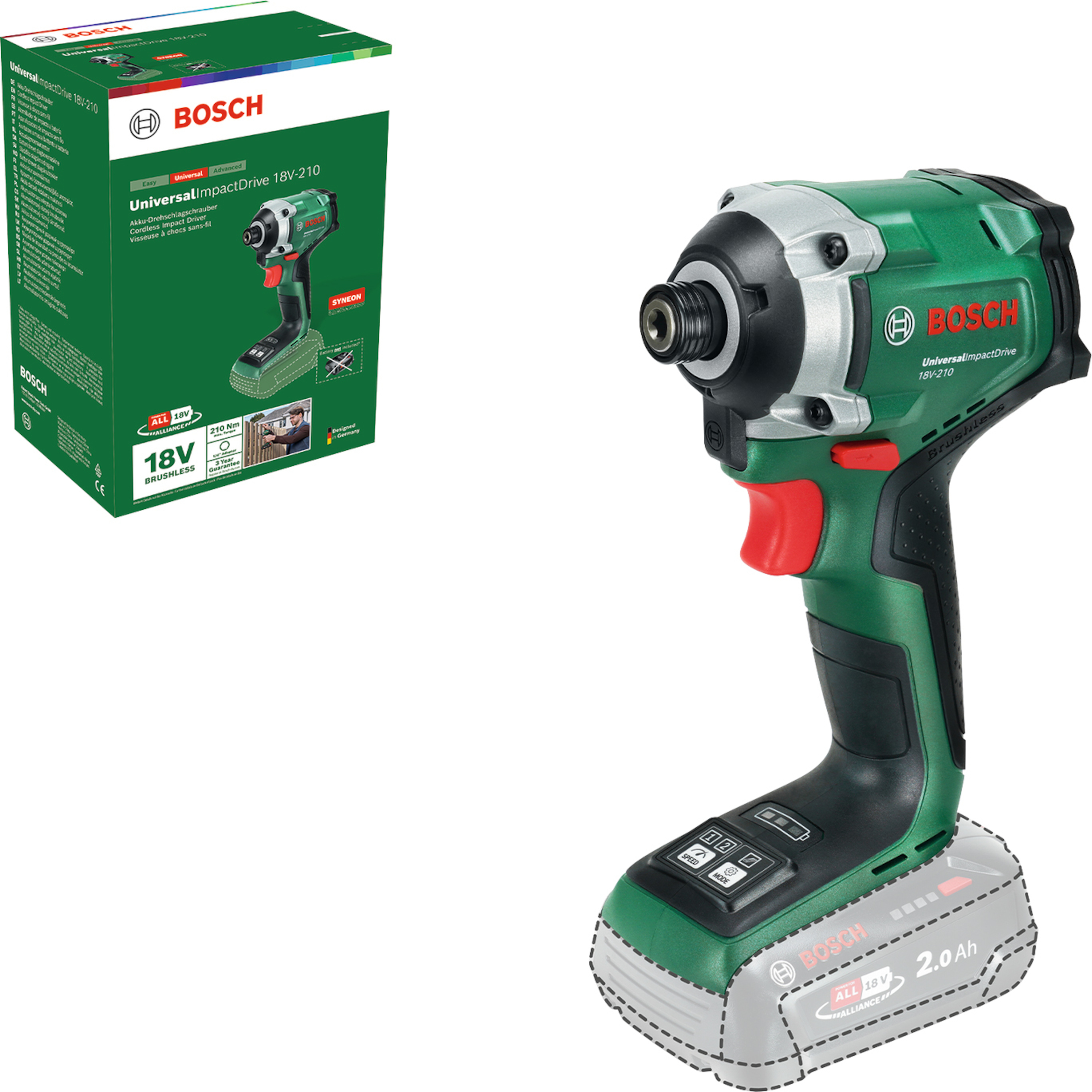 Slagmuttertrekker Bosch UniversalImpactDrive 18V-210; 18V (uten batteri og lader)