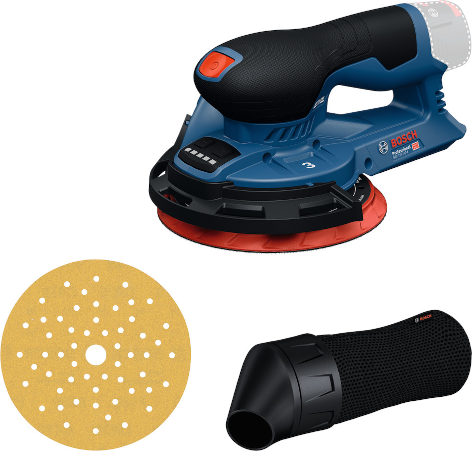 Eksentersliper Bosch GEX 12V-150-3; 12 V; 150 mm (uten batteri og lader)