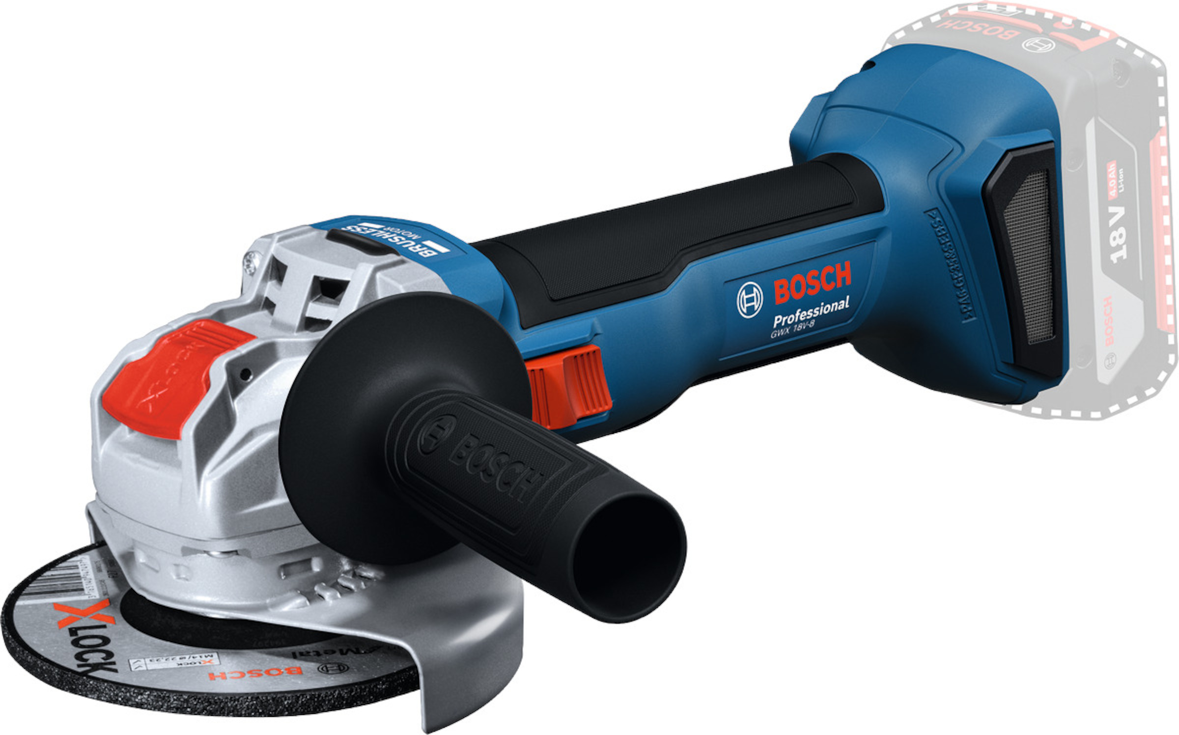 Batteridrevet vinkelsliper Bosch GWX 18V-8 XLOCK; 18 V; 125 mm (uten batteri og lader)