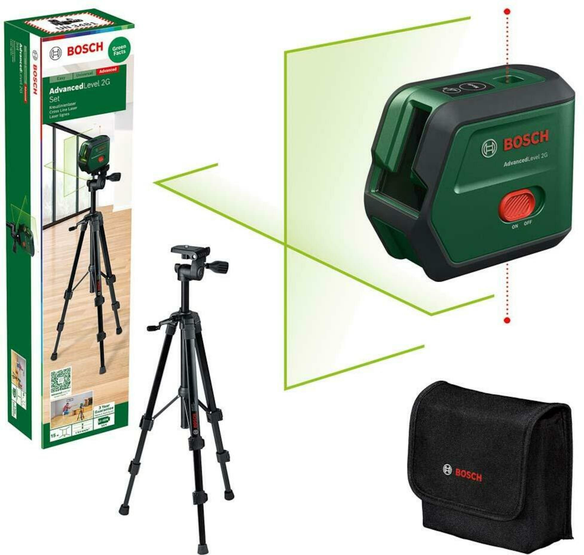 Krysslaser  Bosch AdvancedLevel 2G med stativ
