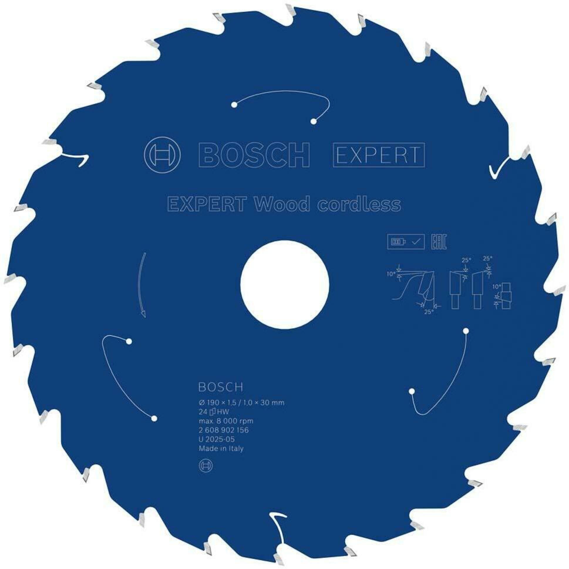 Sagblad for tre Bosch EXPERT Wood; 190x1,5/1x30 mm; z24