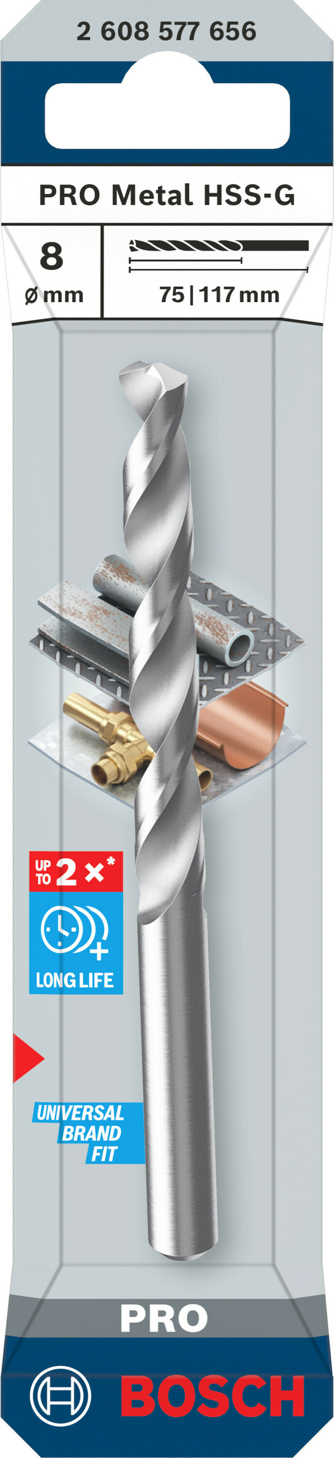 Bor for metall Bosch PRO Metal; HSS-G; 8x75x117 mm