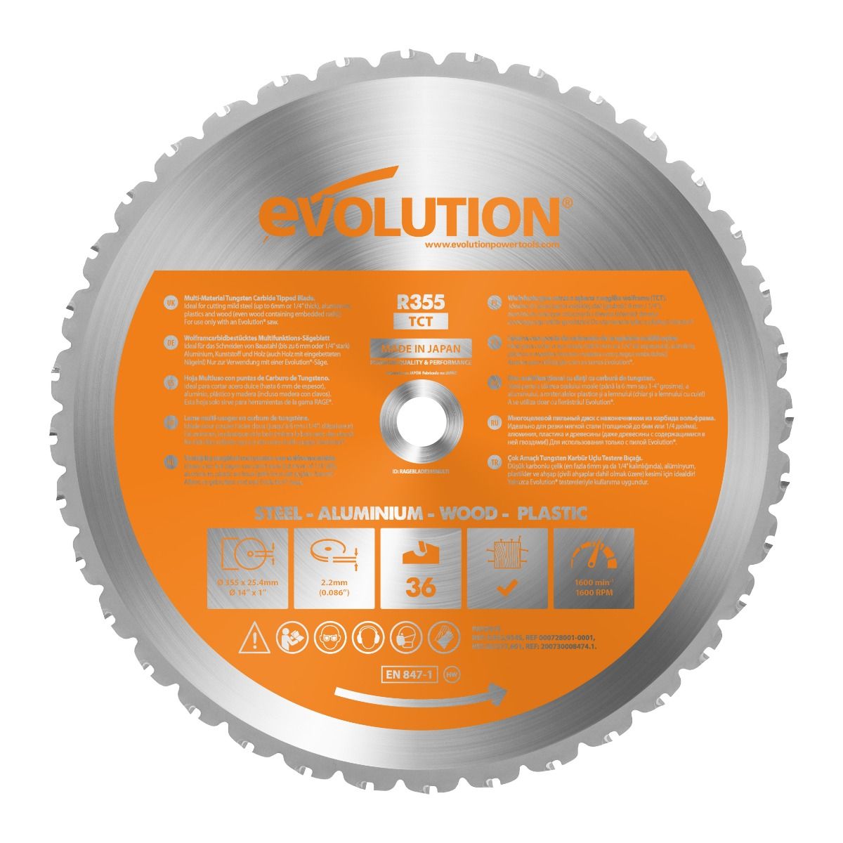 Kappeskive Evolution EVO-355-MULTI; 355 mm; Z36