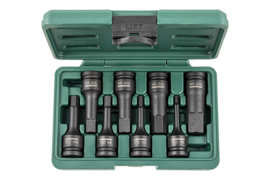 Slagbitssett Jonnesway S05A408S; Hex; 1/2''; 8 stk