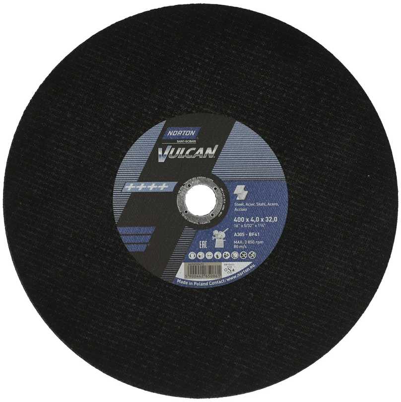 Abrasiv kappeskive Norton VULCAN; 125x1,0 mm; 100 stk. + ladekabel