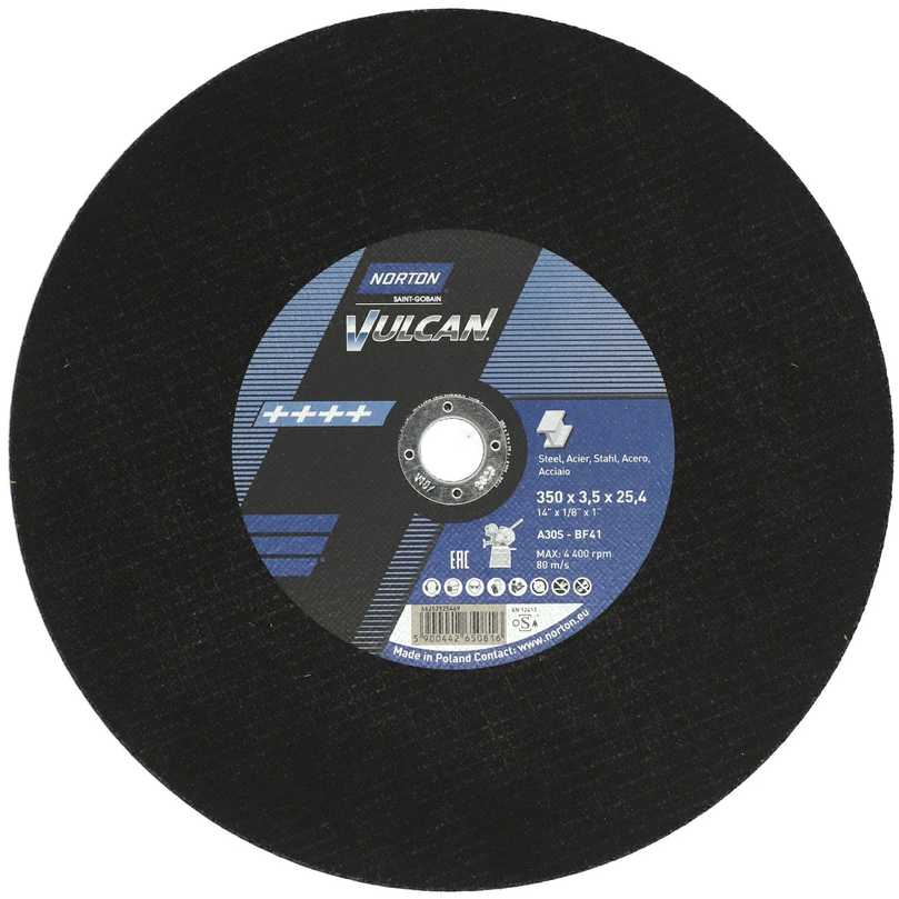 Abrasiv kappeskive Norton VULCAN; 350x3,5x25,4 mm; 10 stk. + 1 skive