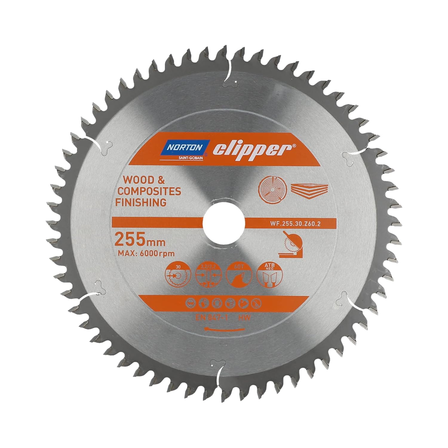 Sagblad for tre Norton Clipper 70184608114; 255x30 mm; Z60