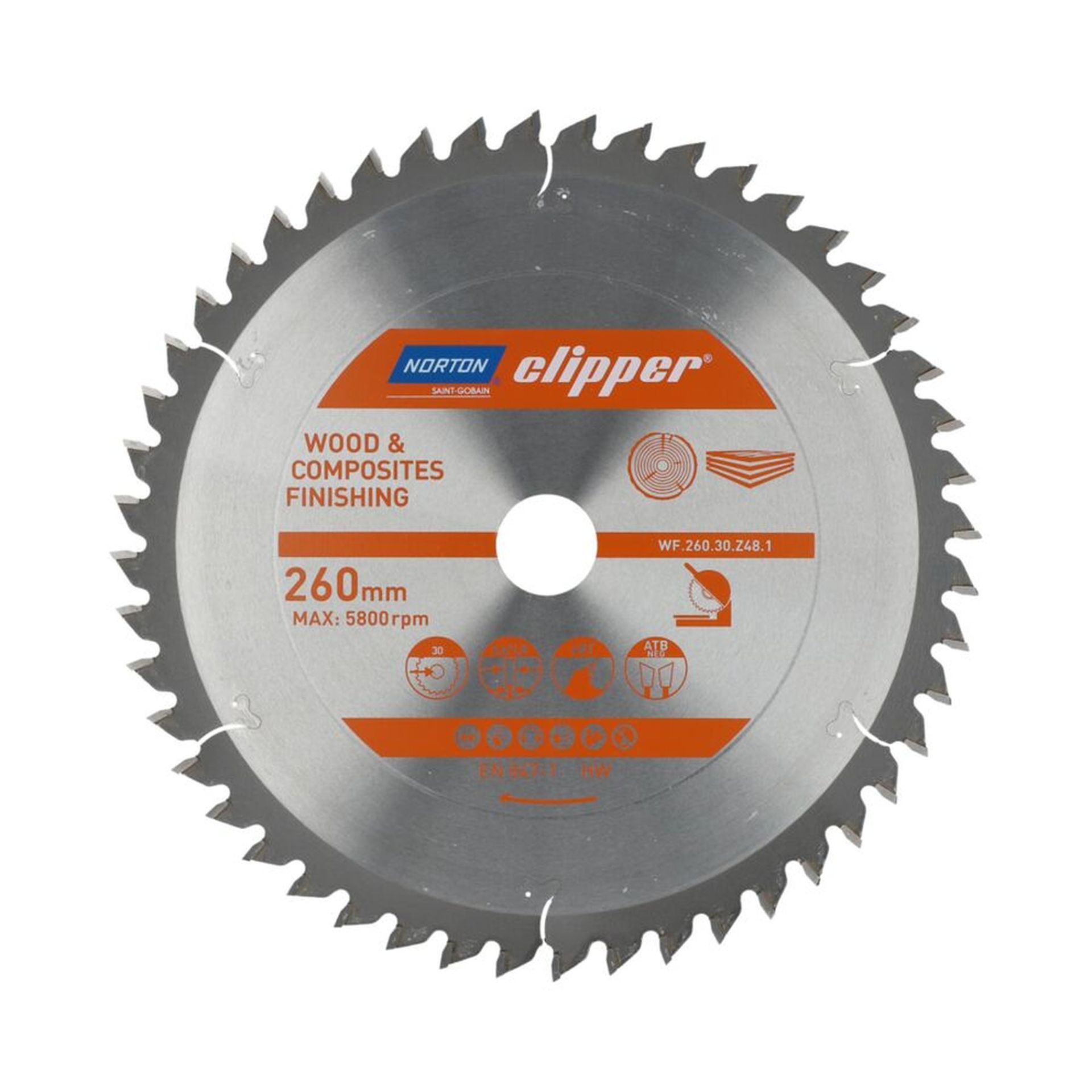 Sagblad for tre Norton Clipper 70184608115; 260x30 mm; Z48