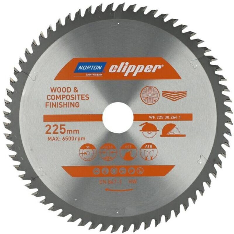 Sagblad for tre Norton 70184608102; 225x30 mm; Z64