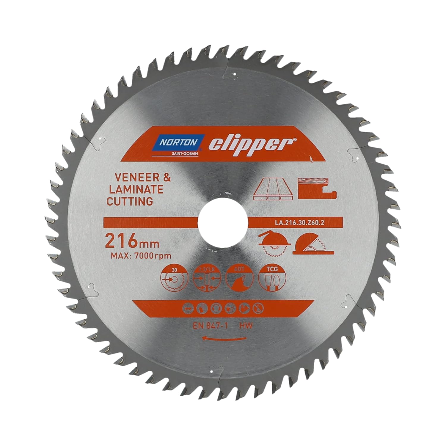 Sagblad for tre Norton Clipper; 216x30 mm; Z60