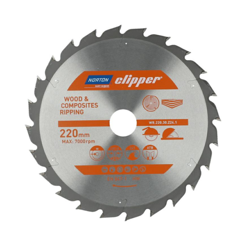 Sagblad for tre Norton 70184608058; 220x30 mm; Z24
