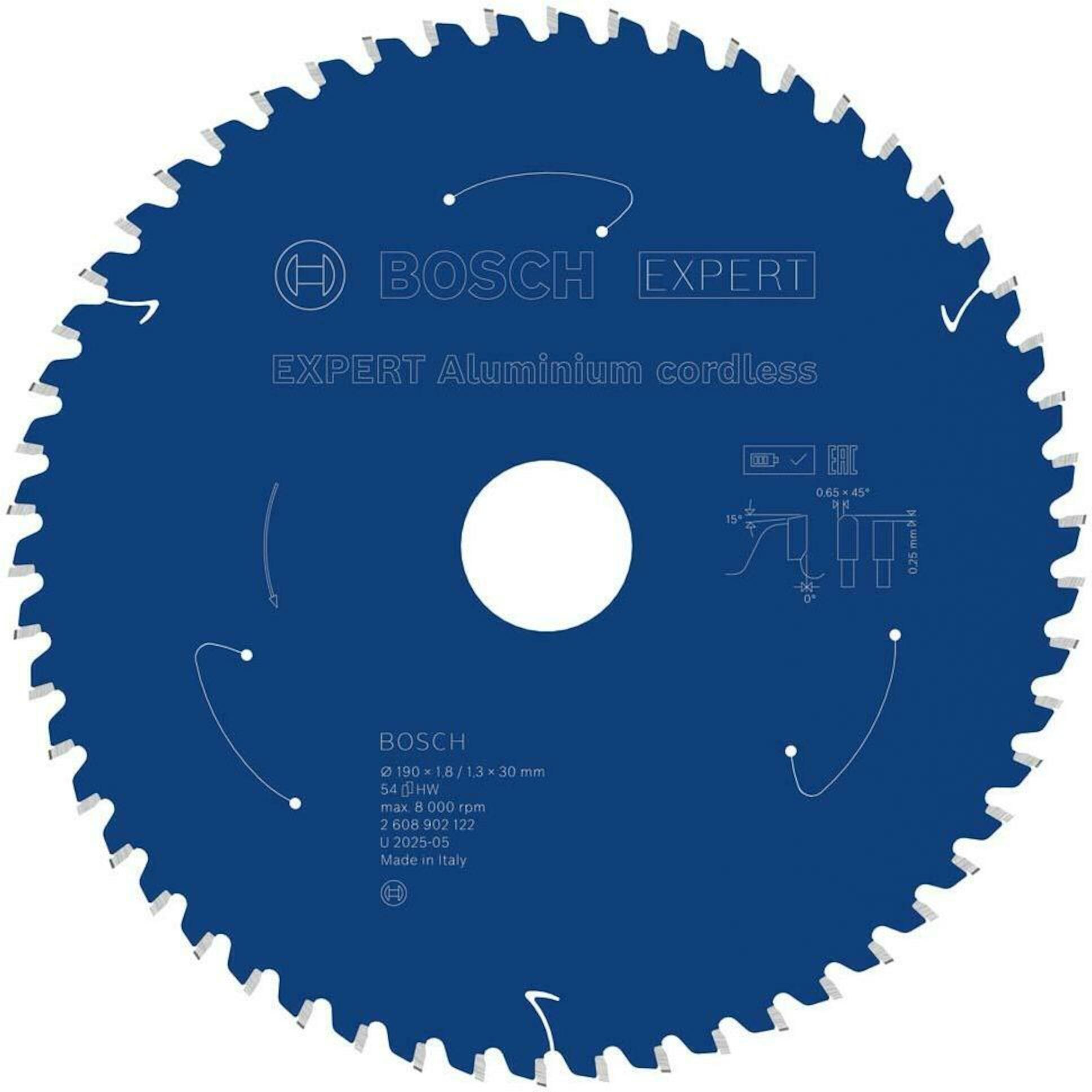 Sagblad for aluminium Bosch 2608902122; 190x30 mm; Z54