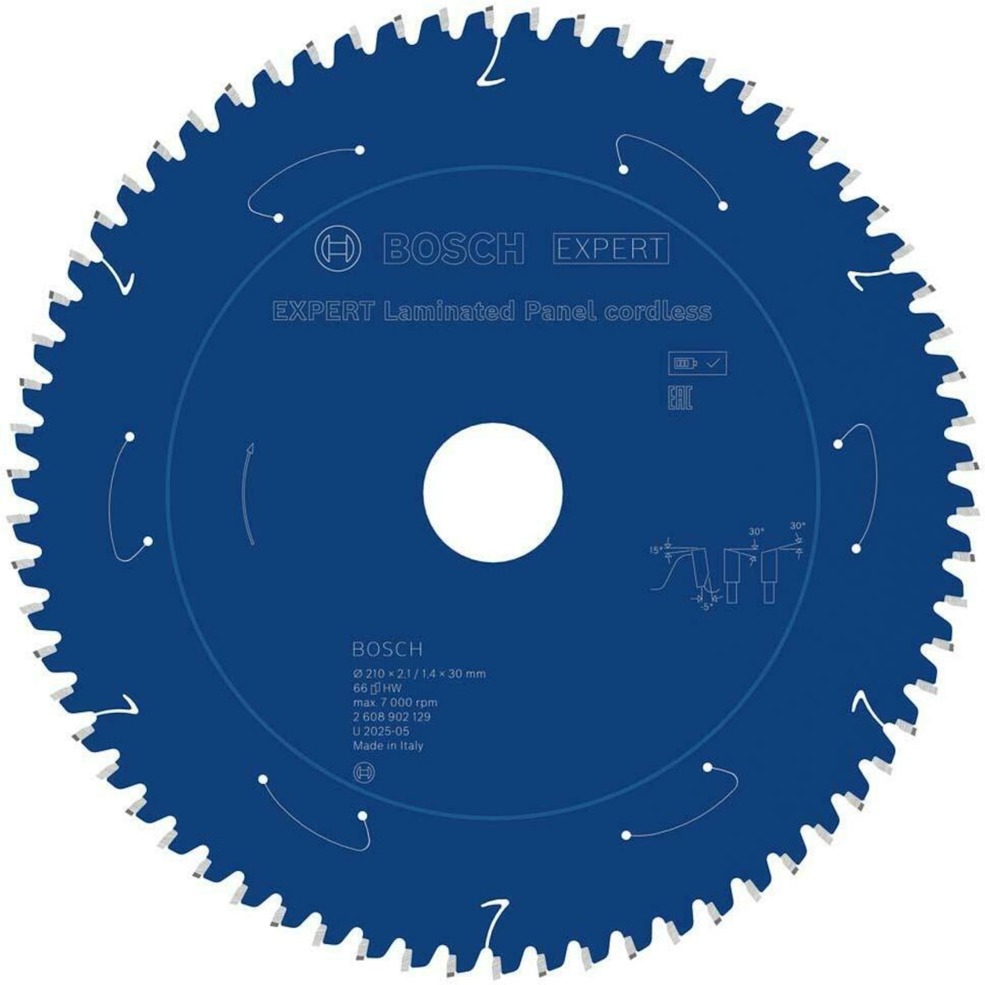 Sagblad for laminat Bosch 2608902129; 210x30 mm; Z66; 15°