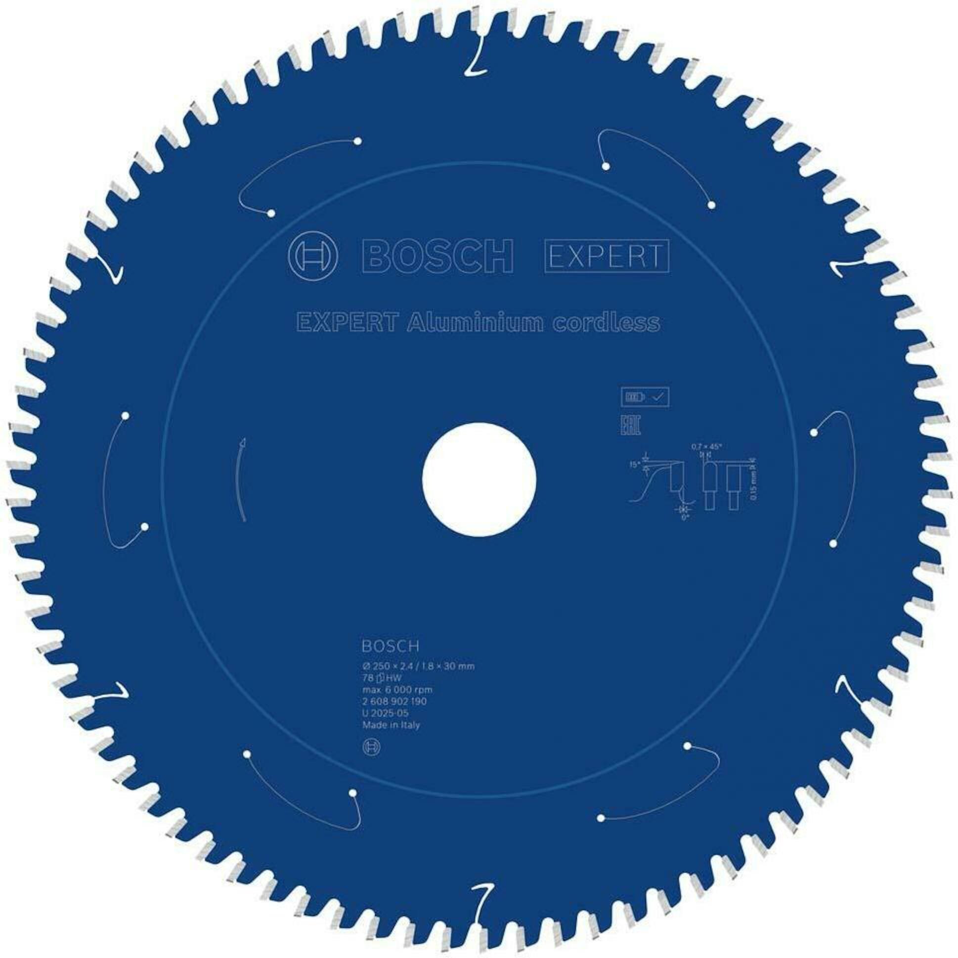Sagblad for aluminium Bosch 2608902190; 250x30 mm; Z78
