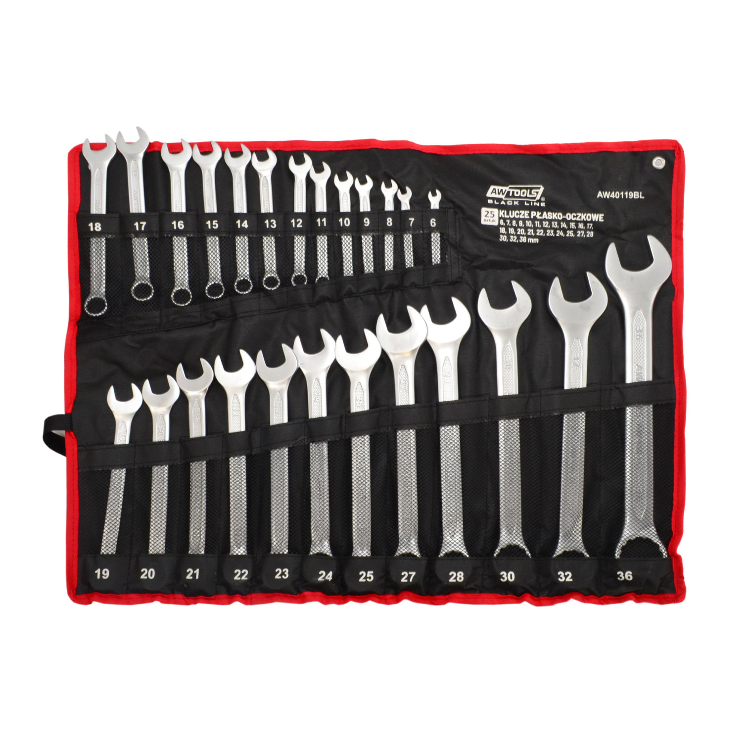 Nøkkelsett AWTools AW40119BL; 6-36 mm; 25 stk