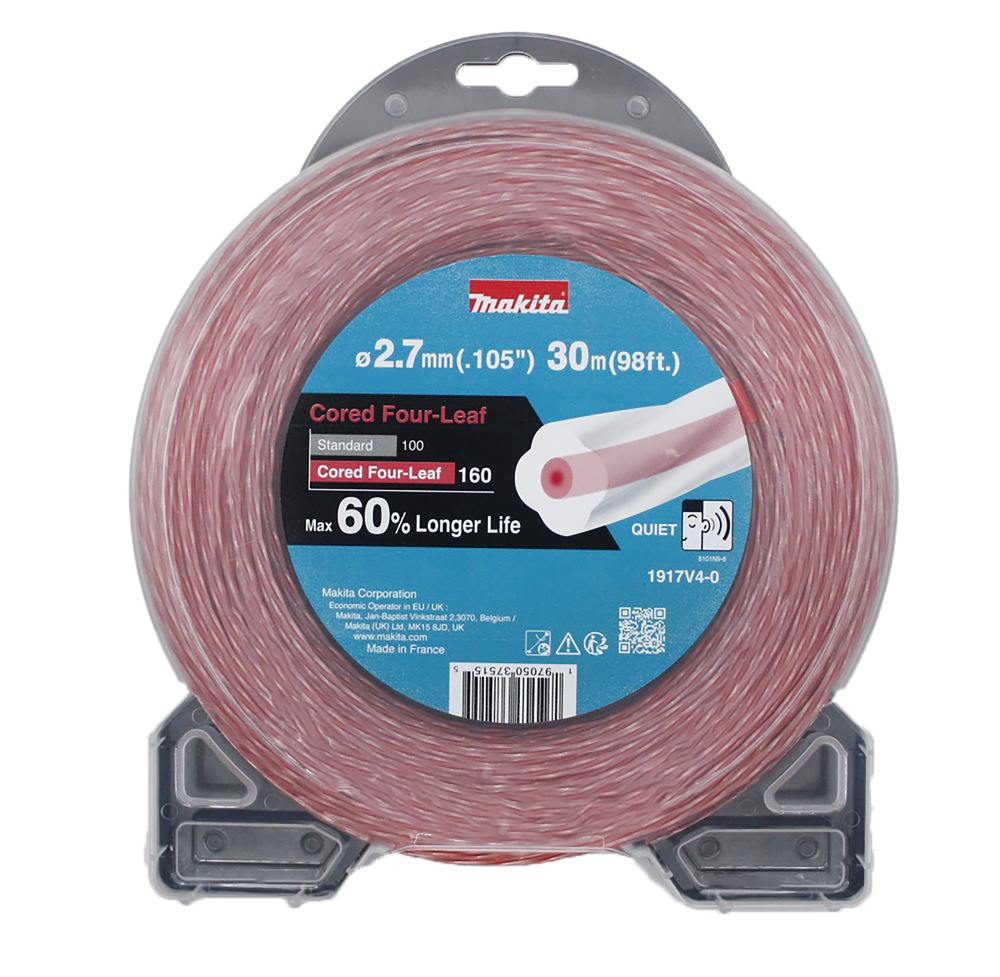 Trimmertråd Makita 1917V4-0; (2,7 mmx30 m); rød