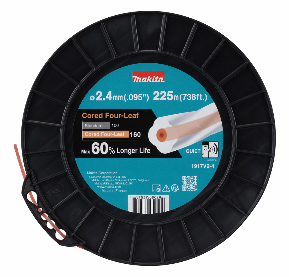 Trimmertråd Makita 1917V2-4; (2,4 mmx225 m); rød