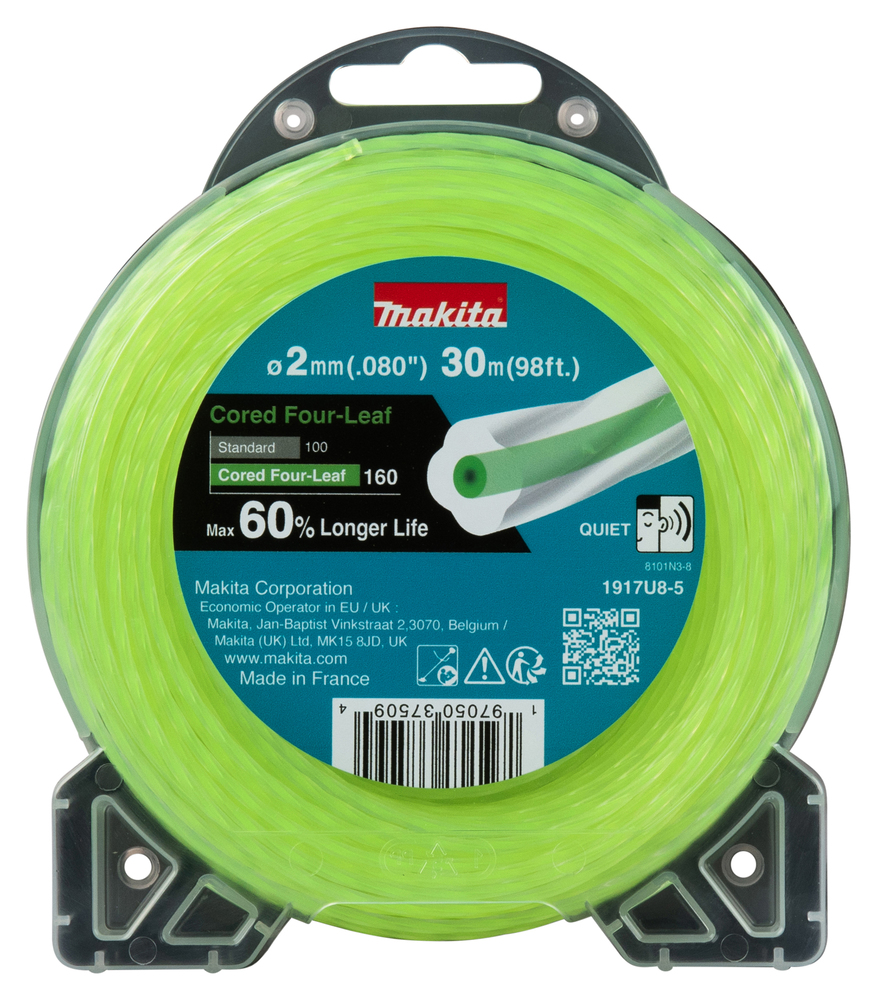 Trimmertråd Makita 1917U8-5; (2,0 mmx30 m); grønn