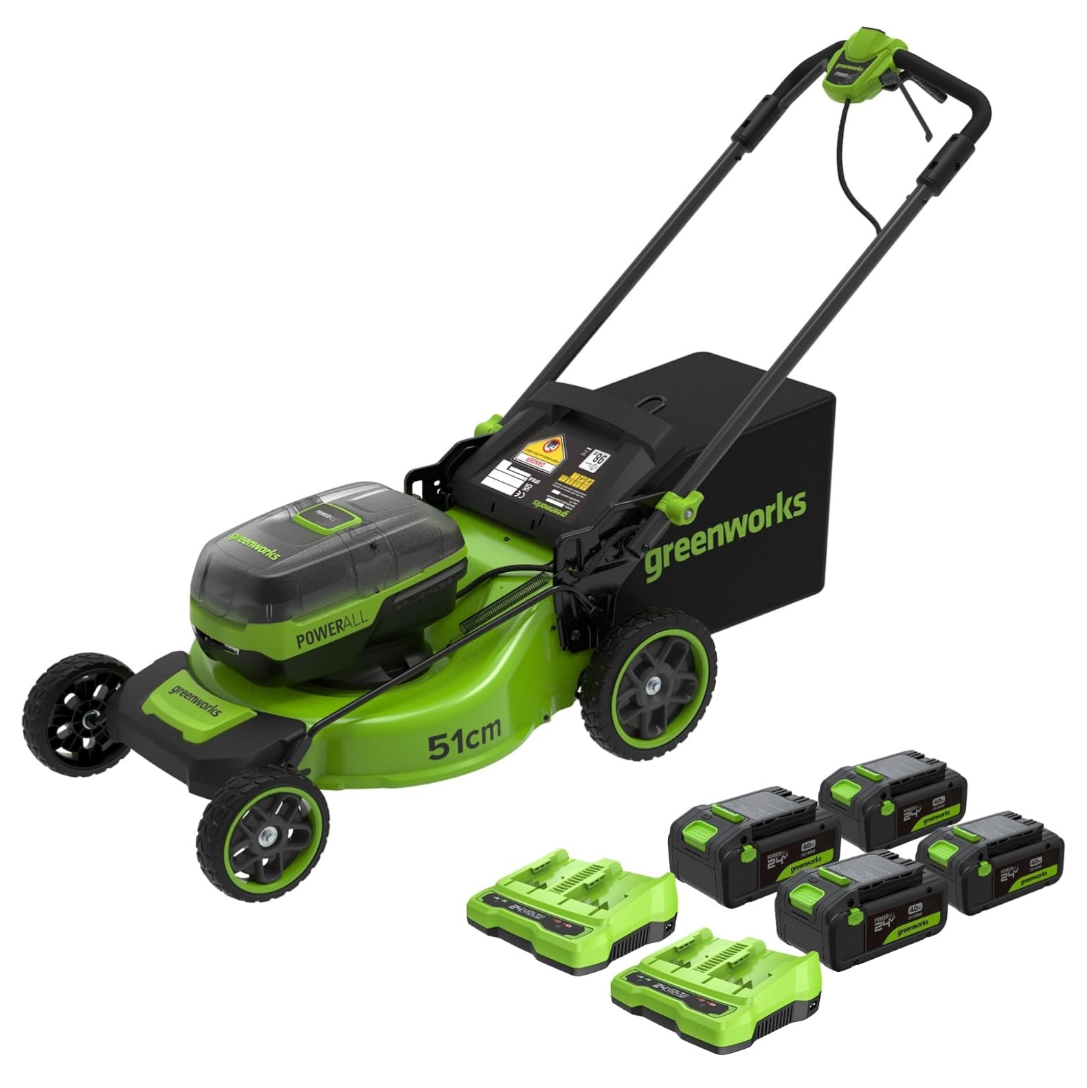 Gressklipper selvgående Greenworks LM5112SA1; 48 V; 4x4,0 Ah batt.