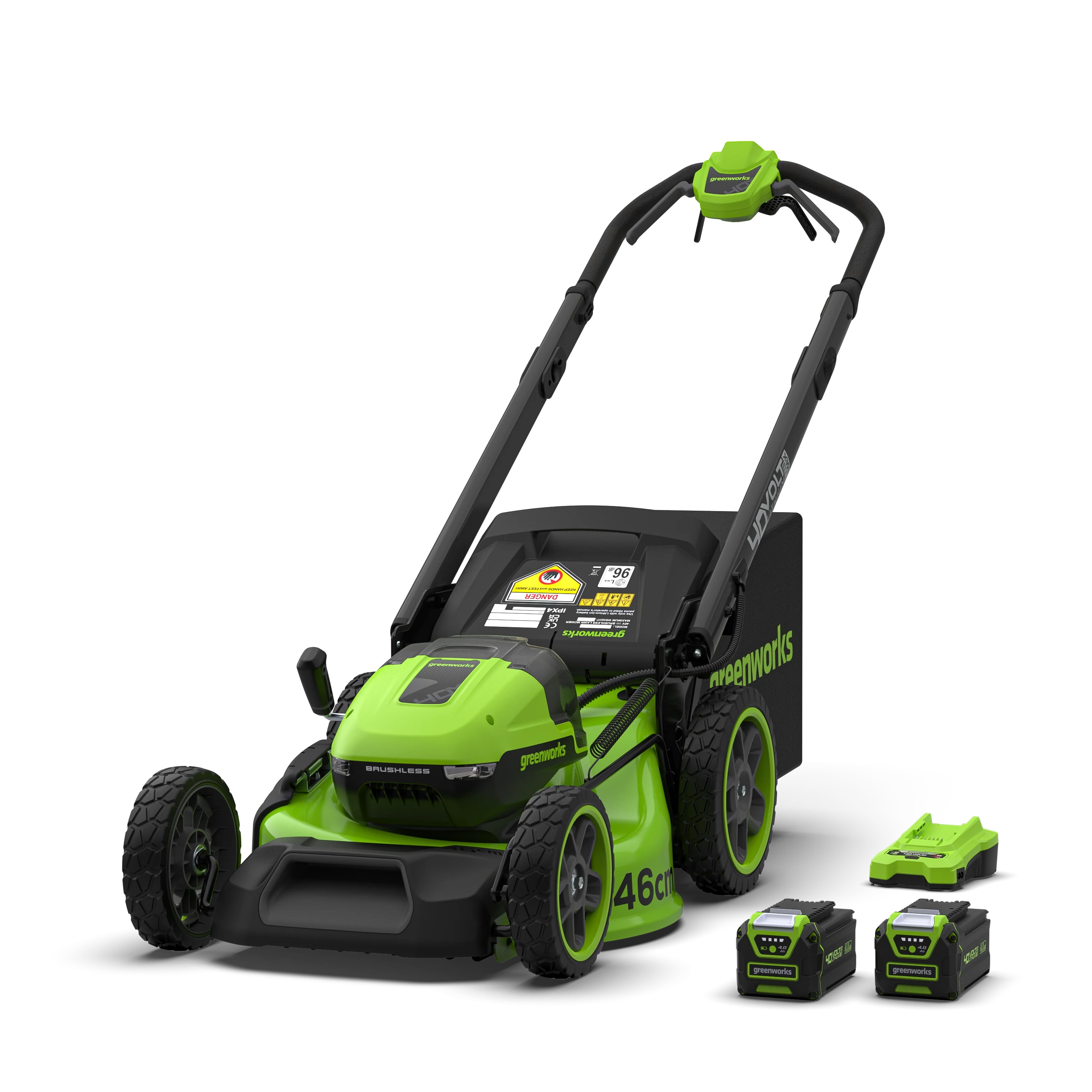 Gressklipper selvgående Greenworks LM4604SA2; 40 V; 2x4,0 Ah batt.
