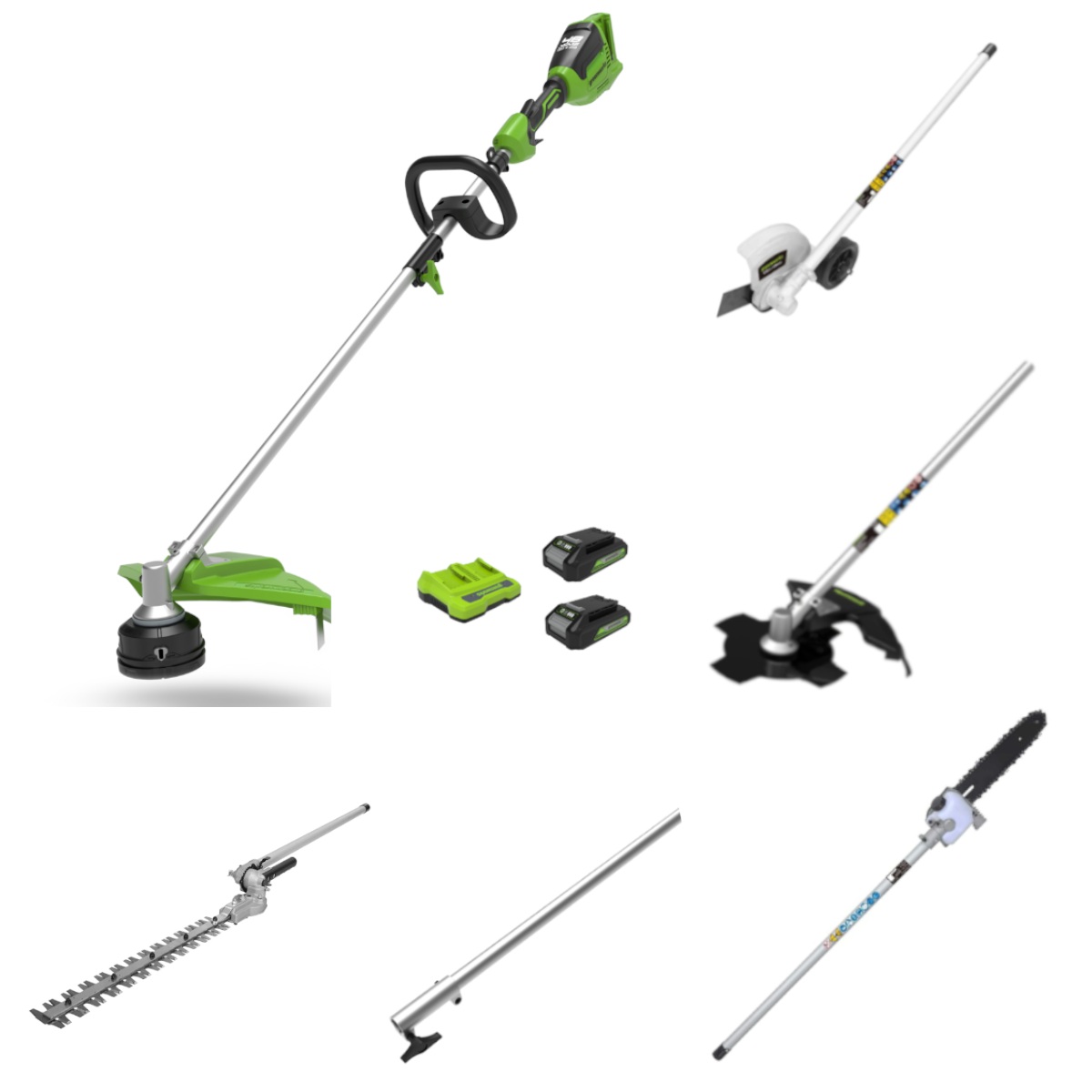 Multifunksjonelt hageverktøy Greenworks GD24X2TXK4XKMLk; 48 V; 2x4,0 Ah batt.
