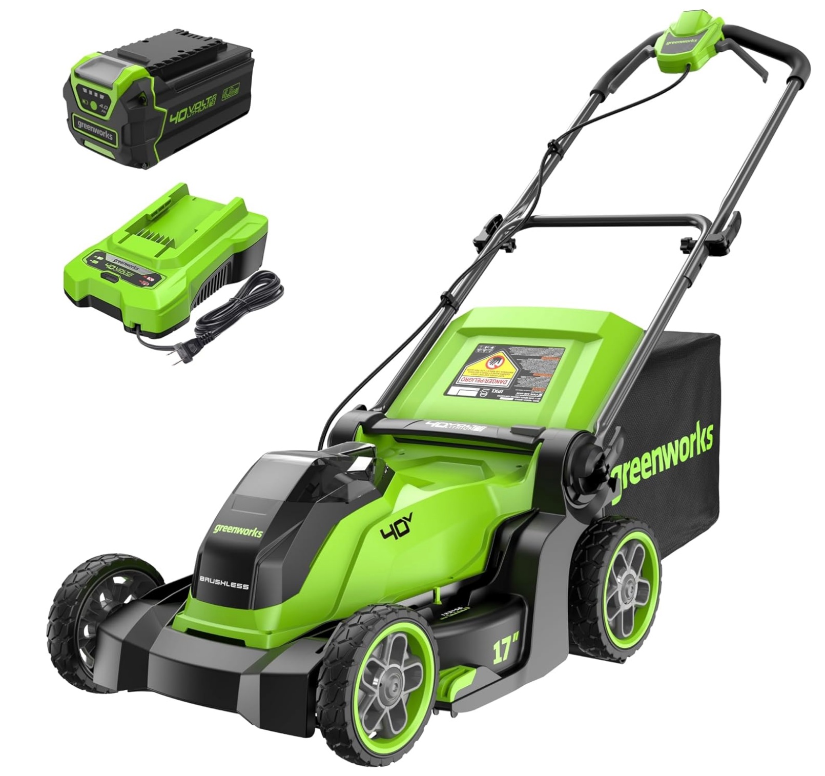 Gressklipper Greenworks MO40L413-01; 40 V; 41 cm; 1x4,0 Ah batt.