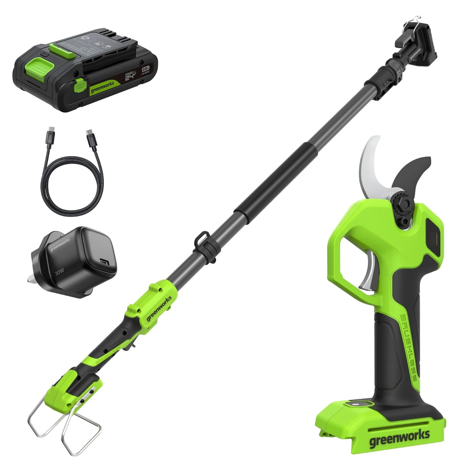 Grensaks Greenworks LP24BLA1; 24 V; 1x2,0 Ah batt.